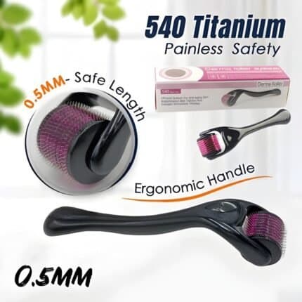540 Titanium Microneedle Derma Roller (0.5mm) – Safe & Painless Skin Therapy Tool