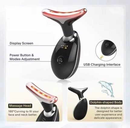 Dolphin-Shaped Facial & Neck Massager with LED Light Therapy